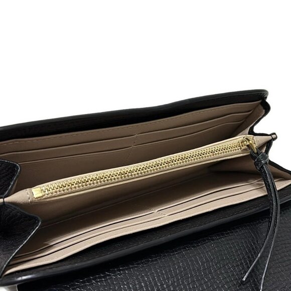 Auth Chloe Drew - Black Cream Leather Long Wallet - Picture 5 of 7
